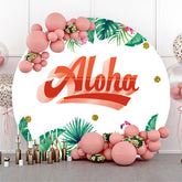 Couverture de toile de fond de fête ronde Aloha Summer Flamingo